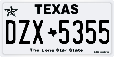 TX license plate DZX5355