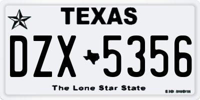 TX license plate DZX5356