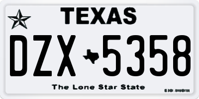 TX license plate DZX5358