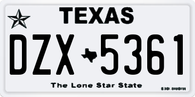 TX license plate DZX5361