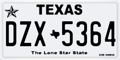 TX license plate DZX5364