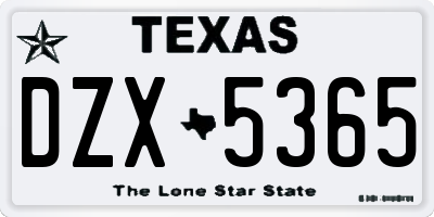 TX license plate DZX5365