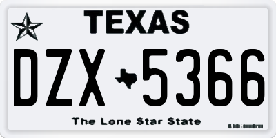 TX license plate DZX5366