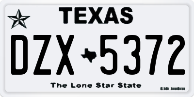TX license plate DZX5372