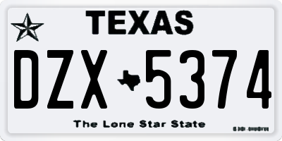 TX license plate DZX5374