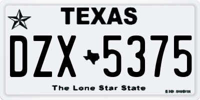 TX license plate DZX5375