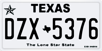 TX license plate DZX5376