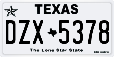 TX license plate DZX5378