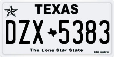 TX license plate DZX5383