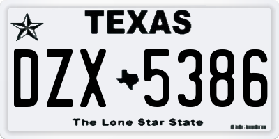 TX license plate DZX5386