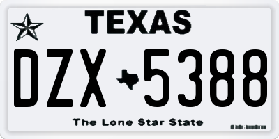 TX license plate DZX5388