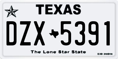 TX license plate DZX5391