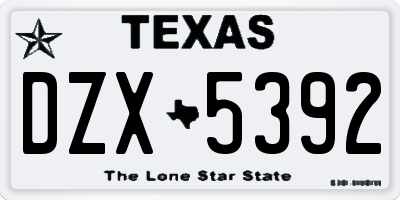 TX license plate DZX5392
