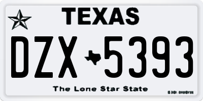 TX license plate DZX5393