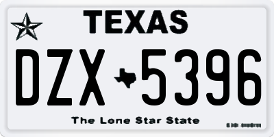 TX license plate DZX5396