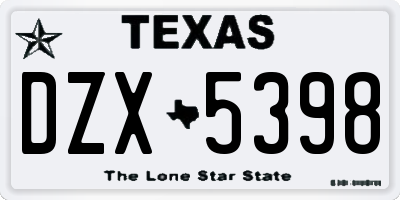 TX license plate DZX5398