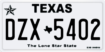 TX license plate DZX5402