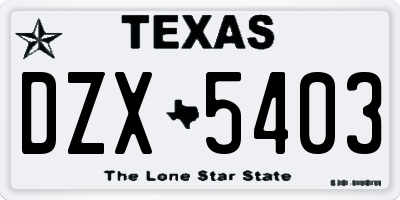 TX license plate DZX5403