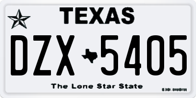 TX license plate DZX5405