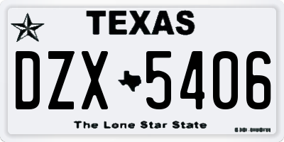TX license plate DZX5406