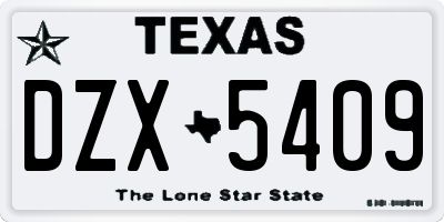 TX license plate DZX5409