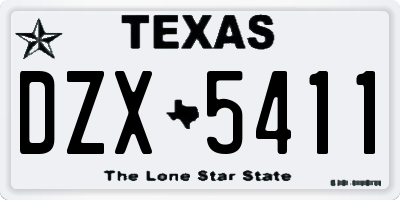 TX license plate DZX5411