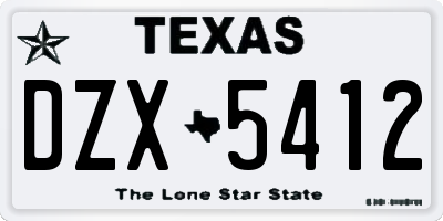 TX license plate DZX5412