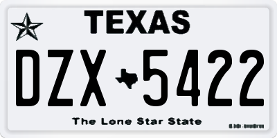 TX license plate DZX5422