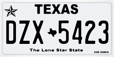 TX license plate DZX5423
