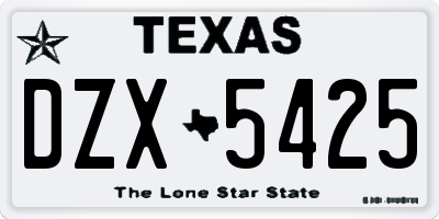 TX license plate DZX5425