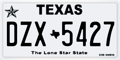 TX license plate DZX5427
