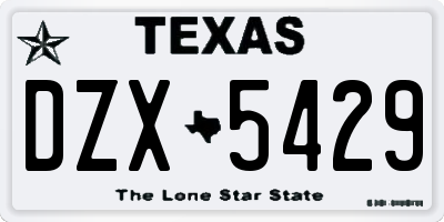 TX license plate DZX5429