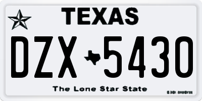 TX license plate DZX5430