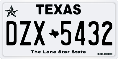 TX license plate DZX5432