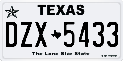 TX license plate DZX5433