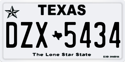 TX license plate DZX5434