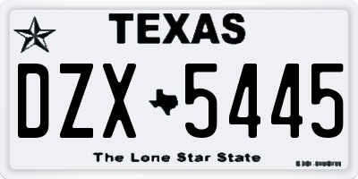 TX license plate DZX5445