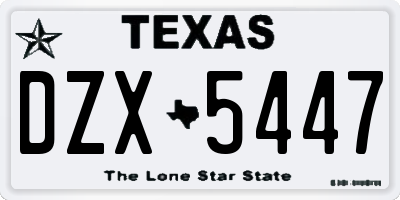 TX license plate DZX5447