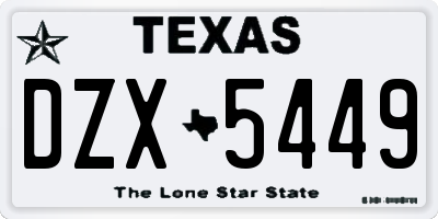 TX license plate DZX5449