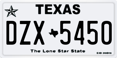 TX license plate DZX5450