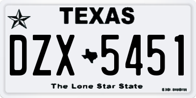 TX license plate DZX5451