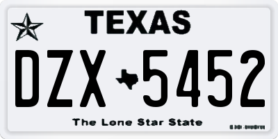 TX license plate DZX5452