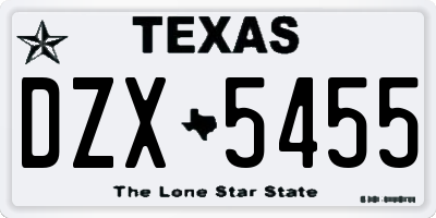 TX license plate DZX5455