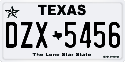 TX license plate DZX5456