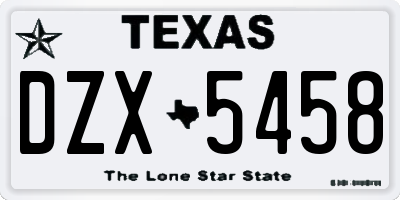 TX license plate DZX5458
