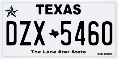 TX license plate DZX5460