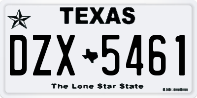 TX license plate DZX5461