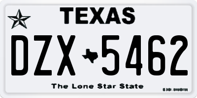 TX license plate DZX5462
