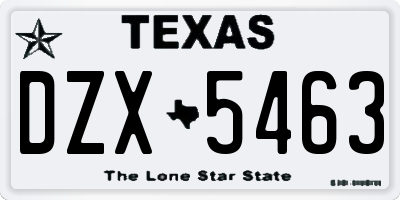 TX license plate DZX5463