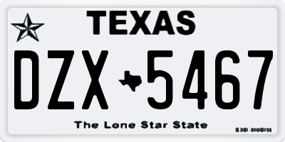 TX license plate DZX5467